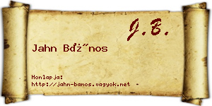 Jahn Bános névjegykártya